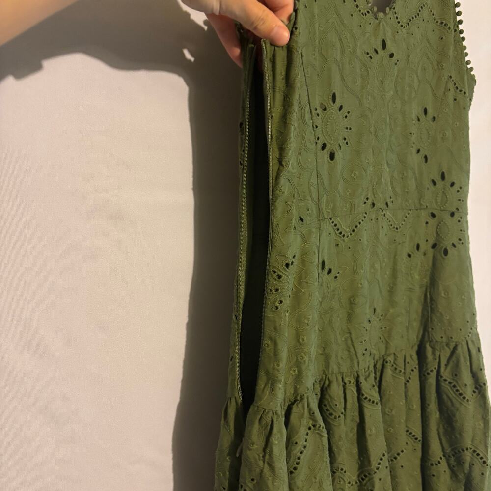 House of Harlow 1960 NWT Olive Green Eyelet Midi Dress Cottagecore Praire Size 4 - Picture 8 of 12